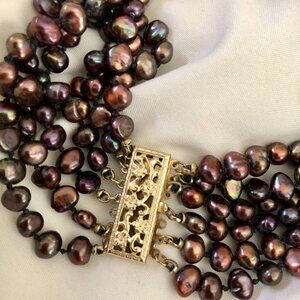 TONI BENNETT 6-STRAND CHOCOLATE FRESHWATER PEARL CHOKER